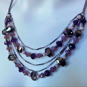 Dark silver and purple hued stone necklace